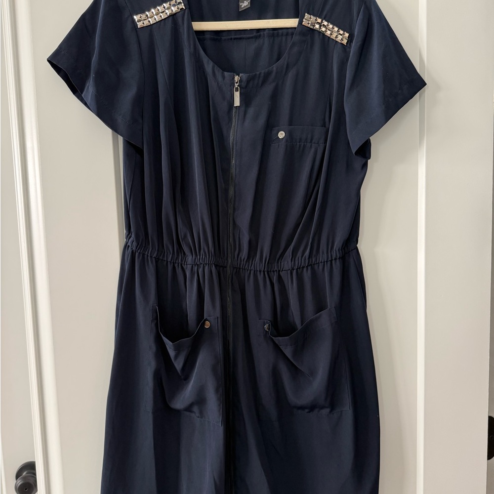 Alfani Navy Dress with Studded Accents